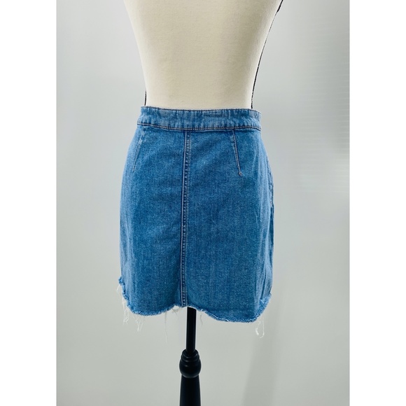 Garage Denim Cut Mini Skirt w/ Front Pockets - Picture 3 of 11